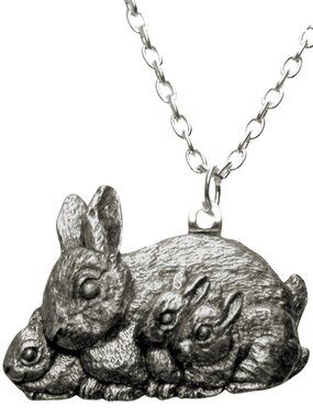 Pewter Rabbit Family Necklace 466